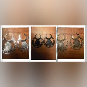 Lot Of 6 Witch Sun And Moon Bezel Trays, Silver, Black & Bronze Tone, 2 Each NEW